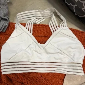 ALO Yoga White Strappy Sports Bra thumbnail 1