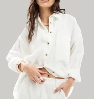 ASOS Crisp White Button-Up Relaxed Shirt thumbnail 1