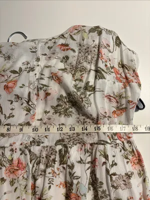 Frye Floral Button-Front sleeveless Maxi Dress White with Pink & Olive large thumbnail 11