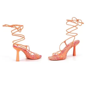 Antonio melani lace up strappy heel peach orange size 7.5 thumbnail 3