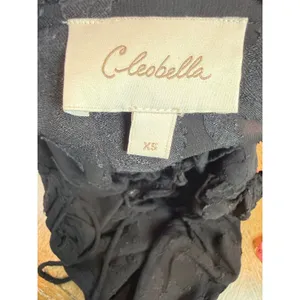 Cleobella Amara Blouse Black Floral Jacquard Ruffle Tie Neck Size XS thumbnail 4