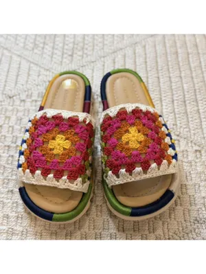 Farm Rio Crotchet Granny Square Toe Floral Sandals thumbnail 5