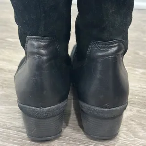 Aquatalia by Marvin K Minnow Black Suede Tall Riding Wedge Boots Square Toe 10 thumbnail 4