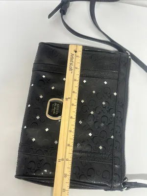 GUESS Black Logo-Pattern Crossbody with Gold Accent thumbnail 3