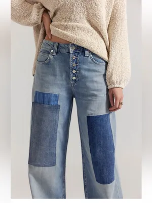 Free People Nia Patchwork Boyfriend Jeans- size 32 thumbnail 2