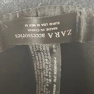 Zara Black Wide Brim Fedora Hat Wool Felt Pinched‎ Crown Buckle Band Size M 58cm thumbnail 3