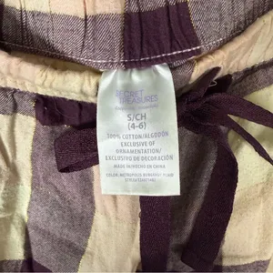 Secret Treasures Beige and Burgundy Plaid Lounge Pajama Pants — Size Small thumbnail 9