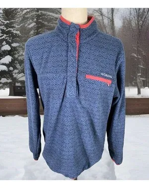 Columbia Women's SIZE LG Half Snap Mountain Side Diamond Printed Fleece Pullover thumbnail 1