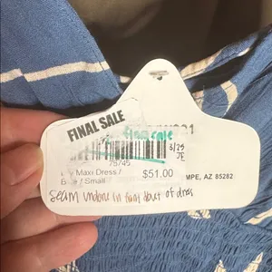 NWT Angie LACE UP BACK DETAIL MIDI DRESS WITH SIDE SLIT Blue Size Small thumbnail 5
