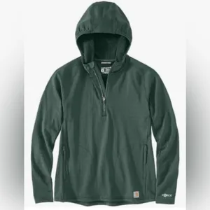 🆕Carhartt Women's Forest Green Force Relax Fit Half Zip Hooded T-Shirt S🆕 thumbnail 2