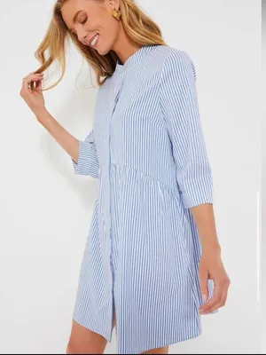 Tuckernuck Royal Dress 3/4 Sleeves Tiered Button Down Shirt Dress Size Medium thumbnail 3