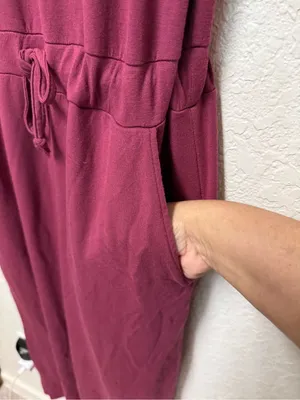 QUINCE Sleeveless V-Neck French Terry Modal Jumpsuit in Rose Size Large thumbnail 6