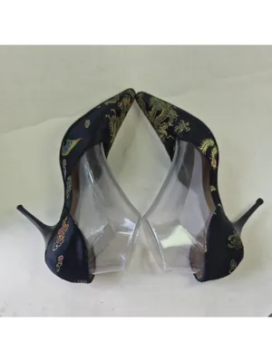 Aldo Size US 8.5 Black Multicolored Oriental Jacquard Pattern Platform Pumps thumbnail 4
