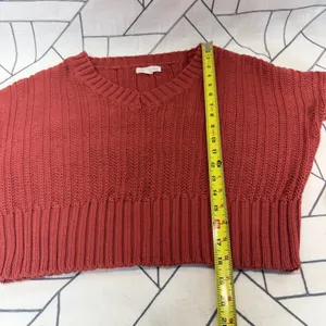 Aeropostale V-Neck Sweater Small Rust Orange Cropped Shaker Knit‎ Long Sleeve thumbnail 3