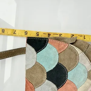Multicolor Suede‎ Scalloped Patchwork Crossbody Bag Mermaid Boho Brown thumbnail 9