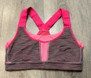 Lululemon Womens Run Stuff Your Bra‎ Pink Striped Sports Bra Size 6 thumbnail 1