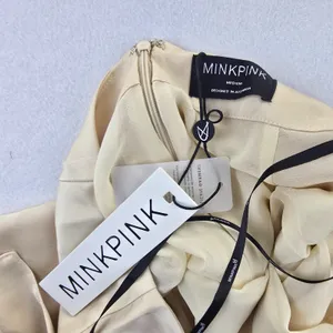 MINKPINK NWT Finley Halter Gown With‎ Split Champagne Beige Maxi Dress Medium thumbnail 8