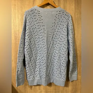 Lulu's Light Blue Open-Knit Cardigan Size Large thumbnail 2