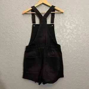 Black Distressed Juniors Short Overalls thumbnail 6