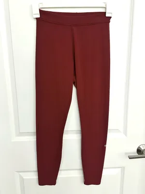 ALO Yoga Women’s Ribbed High Waist 7/8 Blissful Leggings in Cranberry Small thumbnail 3
