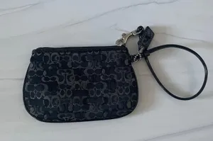 Coach Patent Leather CC Black and Silver Wristlet thumbnail 3