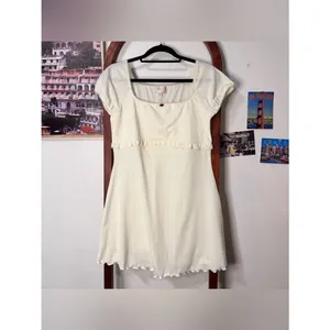 Frankies Bikinis x Sydney Sweeney Rue Pointelle Mini Dress Vanilla Ivory thumbnail 4