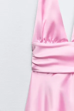 Zara dress mini halter pink satin Bow 🍬 🎀 wedding party coctail bridal shower thumbnail 16