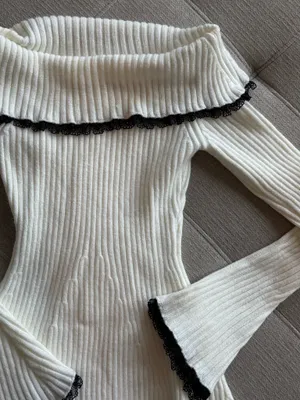 SheIn White and Black Lace Sweater Dress thumbnail 3
