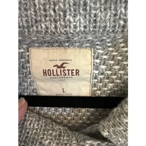 Hollister Jacket Women's Large Gray Knit Asymmetrical Zip Sweater Moto Style‎ thumbnail 2