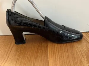 Etienne Aigner Cadiz Shoes Womens Size 7.5 Black Croc Pumps Square Toe thumbnail 5