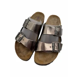 Birkenstock Arizona Metallic Anthracite Leather Double Strap Sandals EU 40 US 9 thumbnail 2