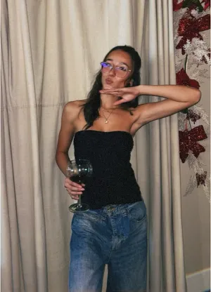 Textured Flowy Tube Top Black Size XS thumbnail 2
