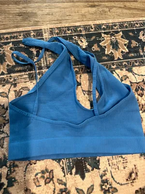Free people intimately seamless Blue Ribbed Halter Crop Top thumbnail 7
