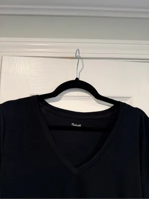 NWOT Madewell Size M Black V Neck Short Sleeve Slub Cotton Tee Shirt thumbnail 5