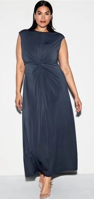 The Occasion by Old Navy Twist-Front Flattering Fit Maxi Dress Navy Size XL Tall thumbnail 1