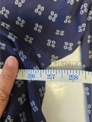 Free People Womens Every Day Girl Size Medium Boho Cottagecore Navy Blue Dot thumbnail 6