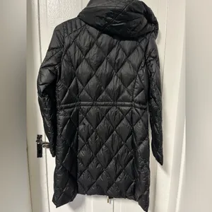 Michael Kors petite quilted Hooded Black Packable Puffer Coat jacket size small thumbnail 3