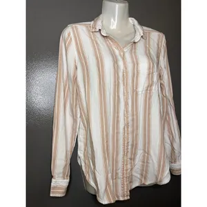 American Eagle Outfitters Shirt Womens XS White Stripe Button Long Sleeve Top thumbnail 3