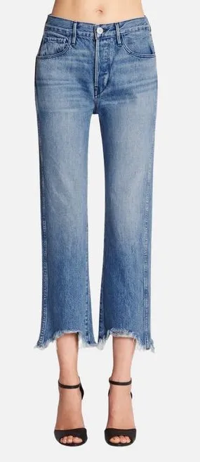 3x1 Shelter Austin Straight Crop Jeans High Rise Frayed Hem Cropped Denim‎ Sz 25 thumbnail 1