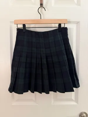 Brandy Melville Plaid Tartan Blue Green Pleated Mini Skirt thumbnail 3