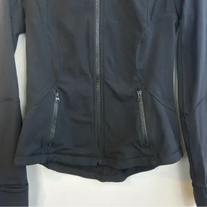 Lululemon Black Forme High Neck Zip Up Jacket w/ Thumb Holes Size 6 thumbnail 10
