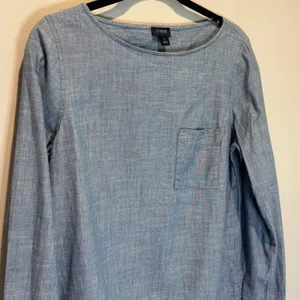 J. Crew Factory Chambray Long Sleeve Popover Shirt - size Small thumbnail 2