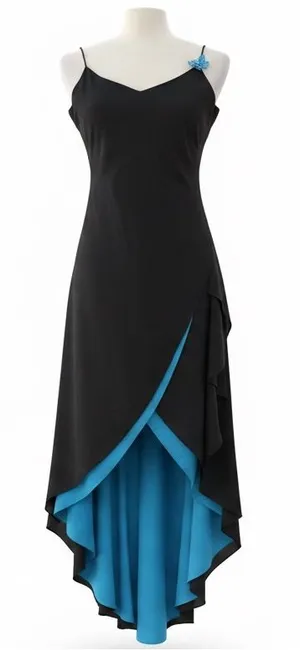 Vintage Zum Zum By Niki Livas Black & Blue High-Low Slip Dress thumbnail 1