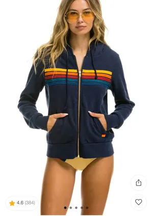 Aviator Nation 5 Stripe Hoodie & Sweatpants Set – Navy – Hoodie XS / Pants S – Preloved thumbnail 1
