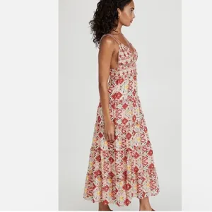 Alice + Olivia 10 Karolina Maxi Dress Braided Strap Tiered Ruffle Ikat Print‎ thumbnail 2