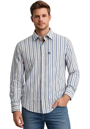 Abercrombie & Fitch Striped Button Down Shirt Blue White Size Small thumbnail 1
