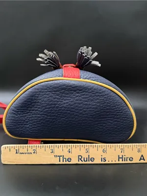 Rare Vintage DOONEY & BOURKE Teton AWL Lipstick Red Navy Yellow Leather Backpack thumbnail 7