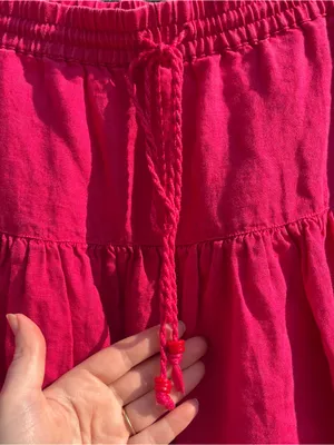 Gap Women’s Hot Pink Linen Tiered Skirt Size XS Boho Y2K Peasant Colorful thumbnail 3