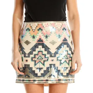 Express🦎Multicolor Aztec Print Sequin Chic Mini Skirt🌵 thumbnail 1