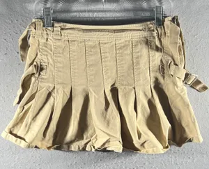 1022 | Brandy Melville Tan Pleated Cargo Utility Mini Skirt Khaki Women OS‎ thumbnail 1
